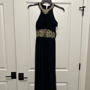 Betsy  & Adam Long Navy Dress